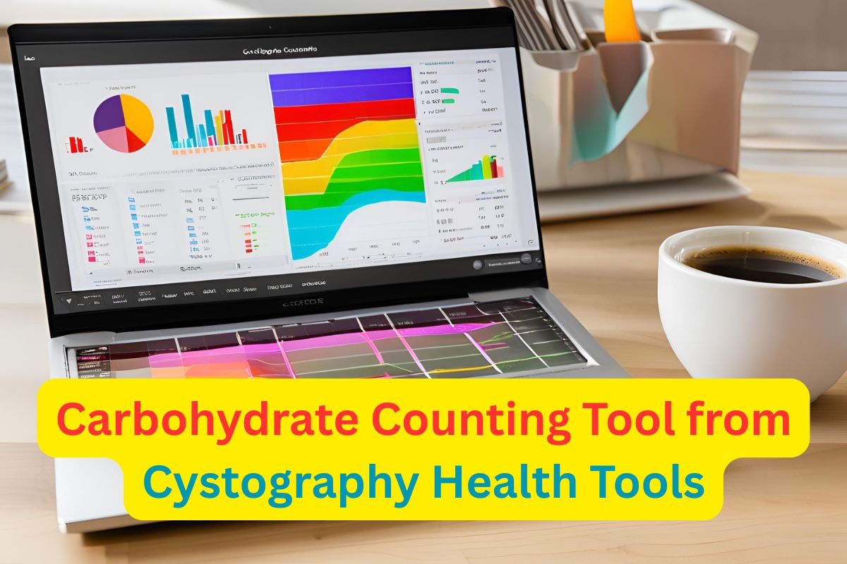 Carbohydrate Counting Tool on a laptop screen with a clear interface showing daily carb intake