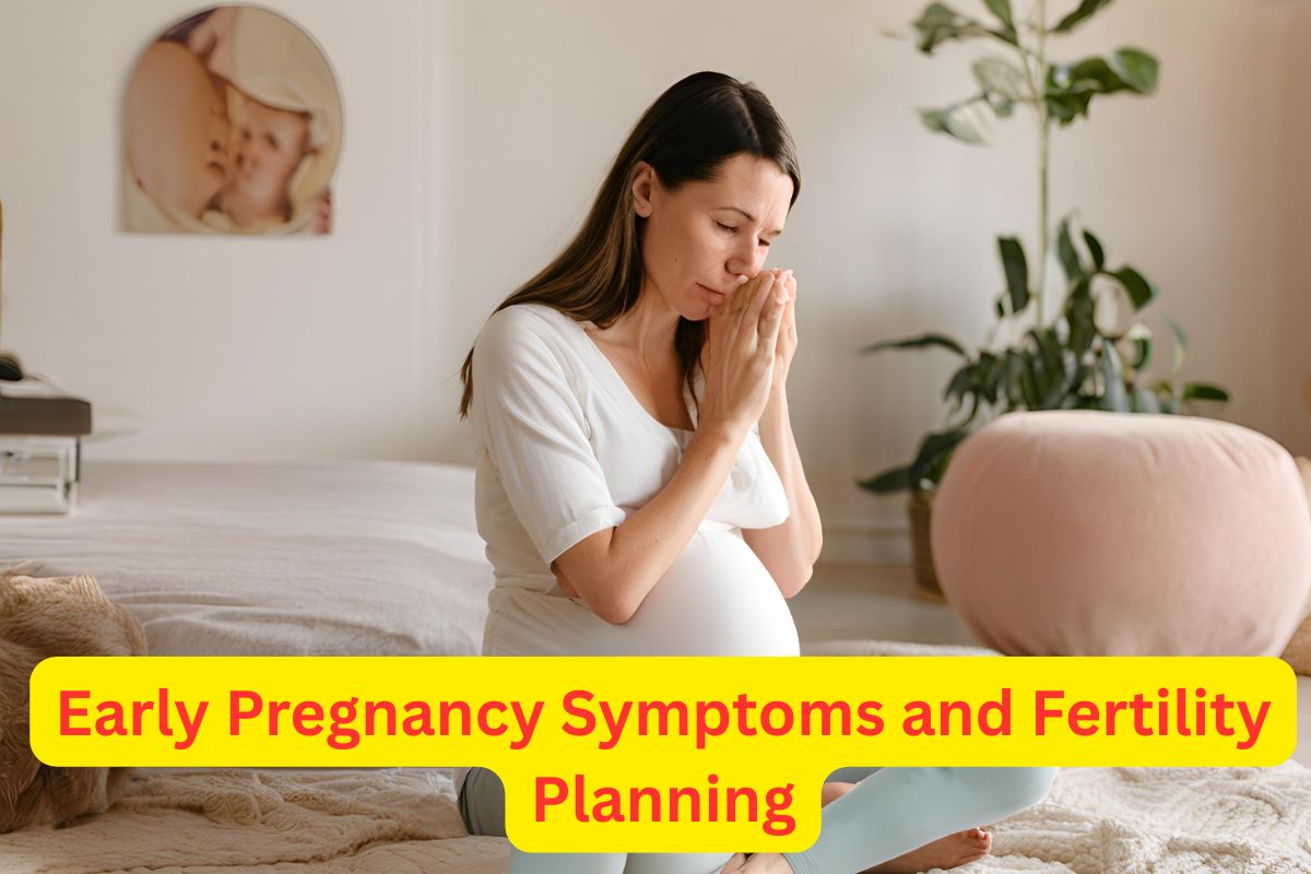Woman noticing early pregnancy symptoms at home